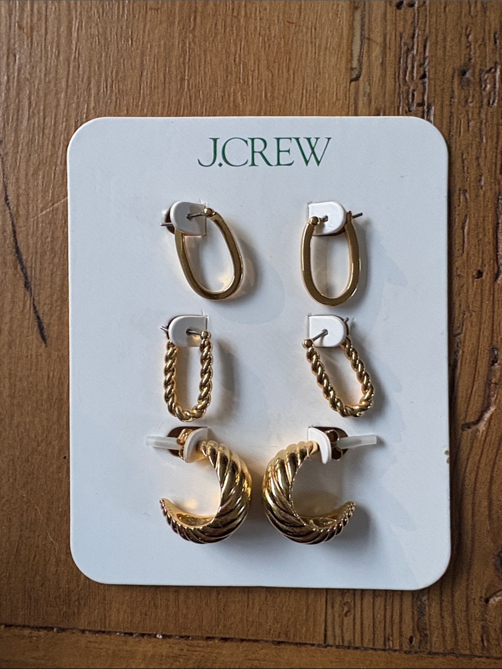 Set of 3 gold plated hoop earrings